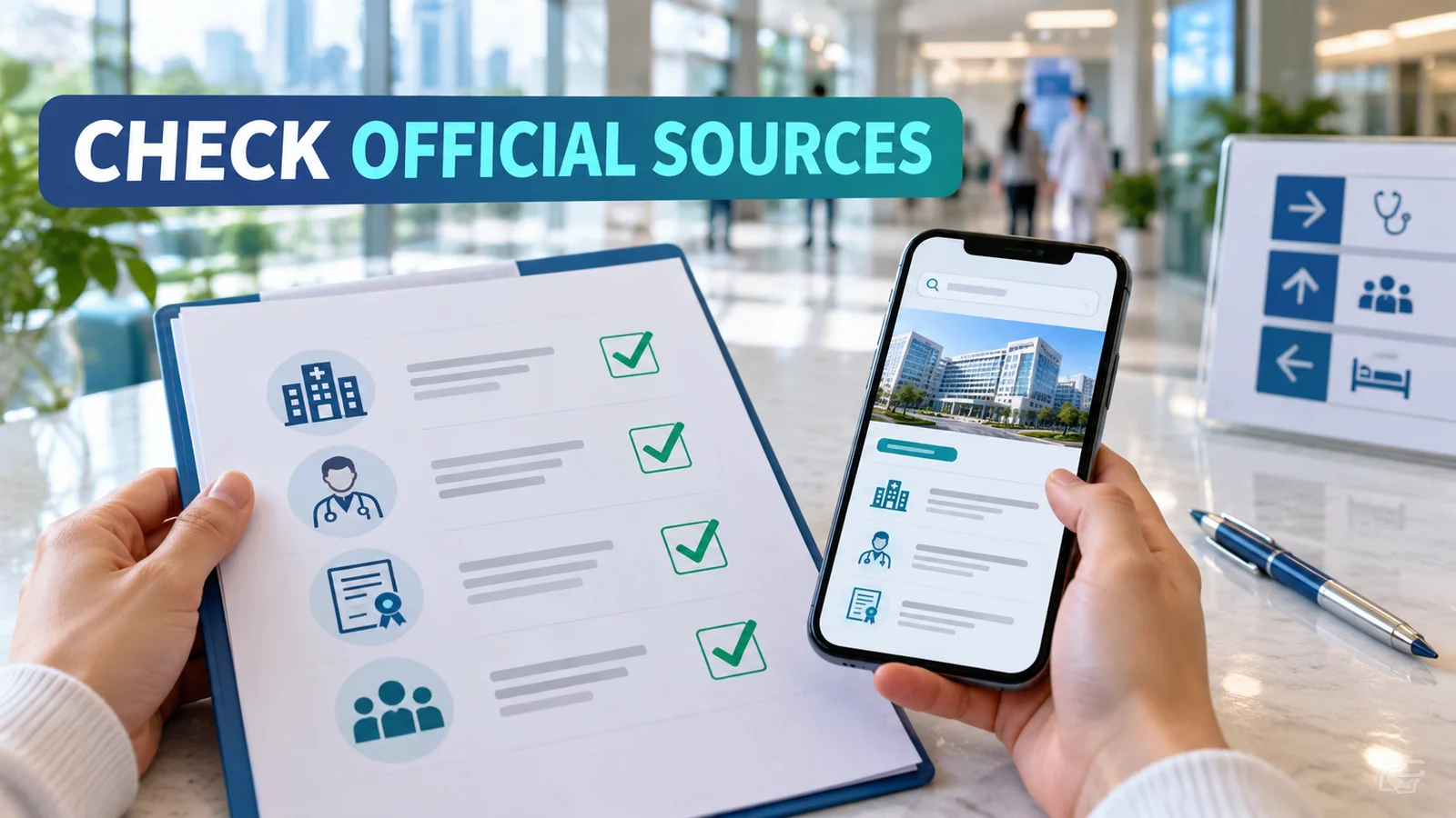 A checklist helps patients compare official hospital and clinician sources.
