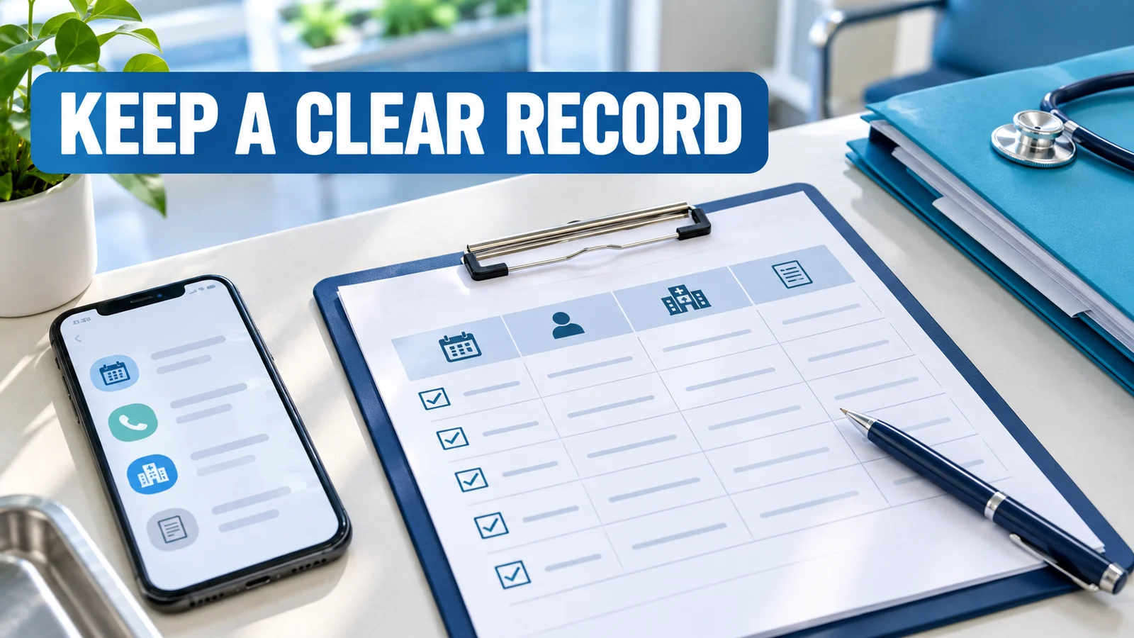 A dated checklist helps patients keep a clear record of hospital communication.